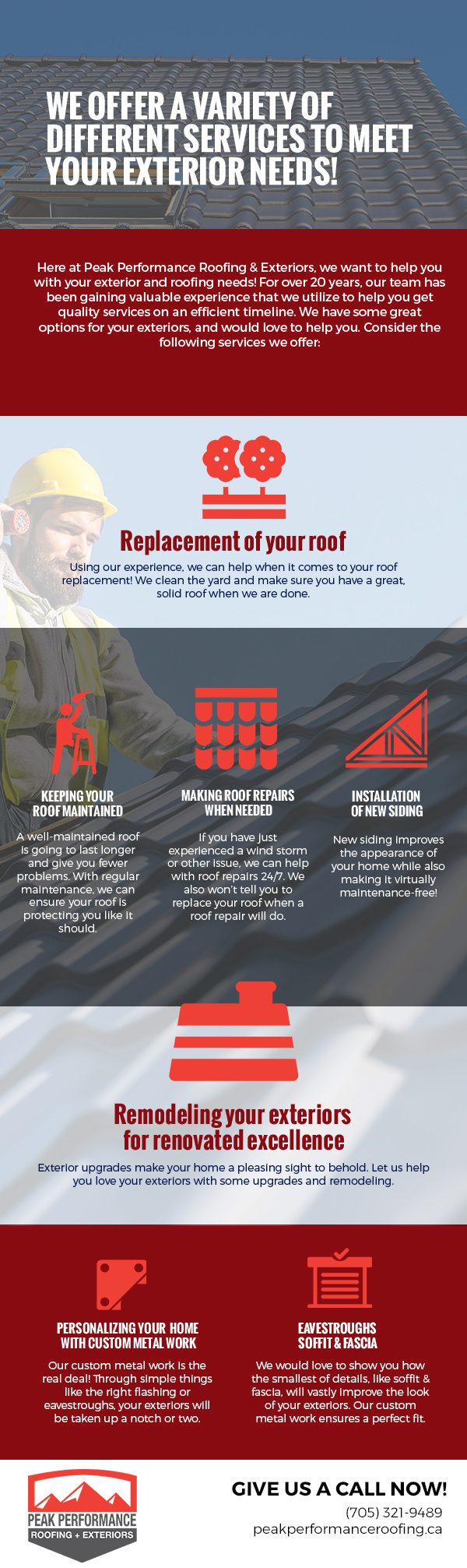 Call on us when you need exterior or roofing services!